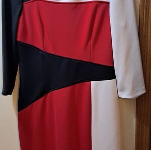 Maggy London Retro Black and Red Asymetrical Dress Size 14